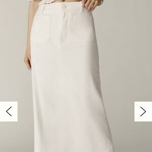 Maeve Colette Maxi Skirt Size XL Ivory Linen Blend Capsule Minimalist Neutral